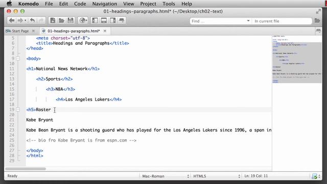 Ch02 - 01: HTML: Headings and Paragraph Elements смотреть онлайн
