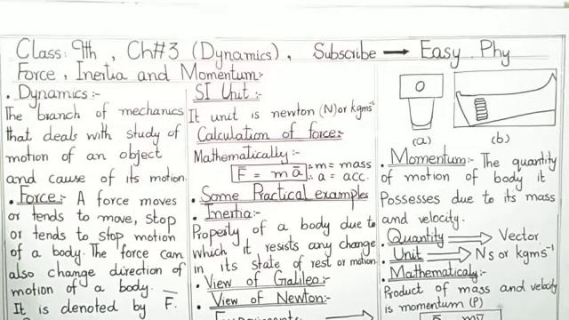 Matric part 1 Physics, Force, Inertia, Momentum - Physics Ch 3 Dynamics - 9th Class смотреть онлайн