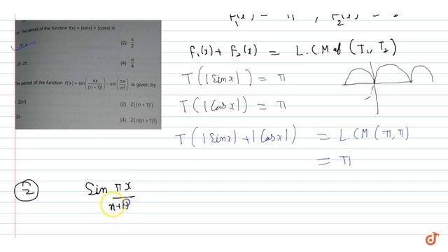 Time period of f(x) = |sin x| + |cos x| is : смотреть онлайн