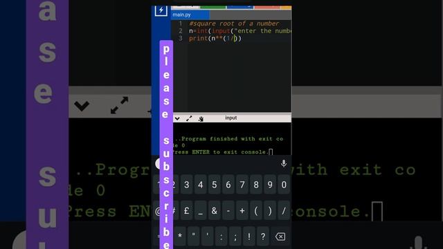 square root of a number using python смотреть онлайн