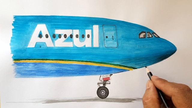 Drawing an airplane,AZUL AIRLINES,,A330 speed drawing смотреть онлайн