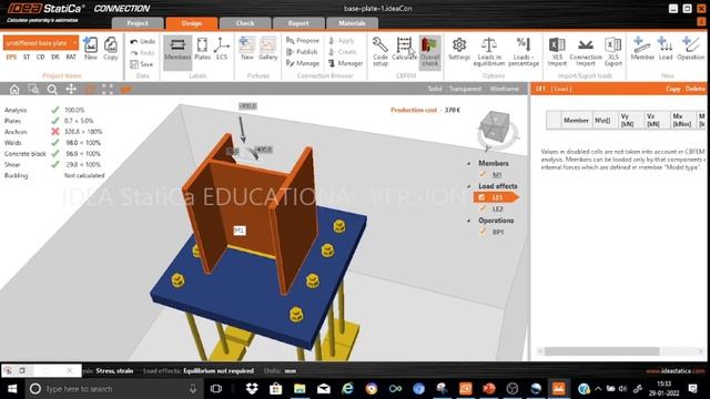 IDEA StatiCa - Tutorial-16: Column Base Plate Connections (Type-1)