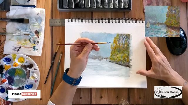 Claude Monet art tutorial. Step by step how to Monet. The impressionist style River painting. смотреть онлайн