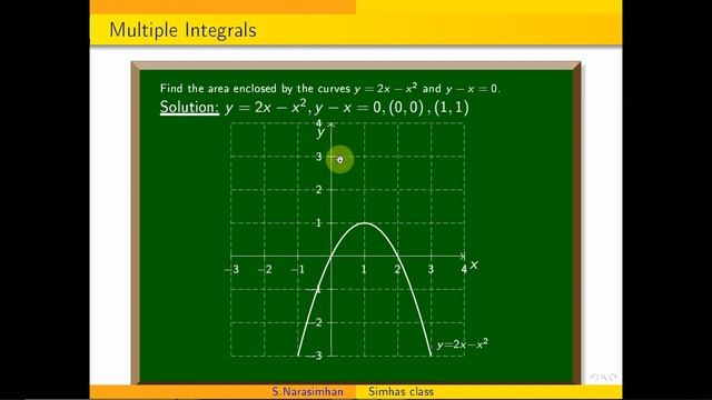 #MA3151- Find the area enclosed by the curves y=2x-x^2 and y-x=0. смотреть онлайн