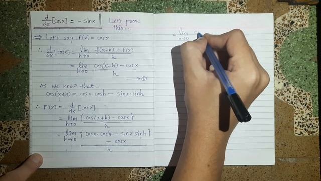 Calculus | Derivative proof of cos(x) | Derivative of [cosx] = - sinx | With Proof смотреть онлайн