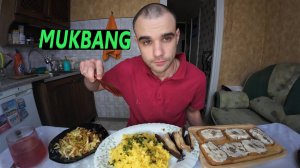 МУКБАНГ РЫБА ПАЛТУС И РИС / БУТЕРБРОДЫ - ХЛЕБ, МОСЛО, ПЕРЕЦ / САЛАТ / ОБЖОР EATING MUKBANG ASMR АСМР