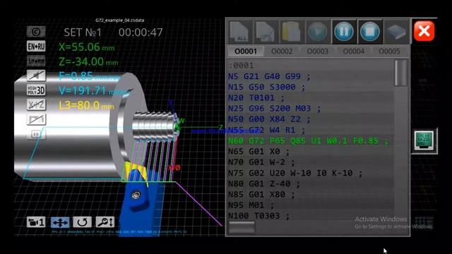 | CNC PROGRAMME | G72 Cycle | Example 04 |CNC SIMULATION | Fanuc Control |
