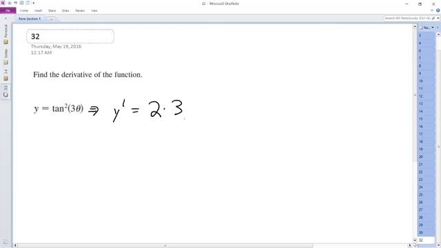 y = tan^2(3 * theta), Find the derivative of the function. смотреть онлайн