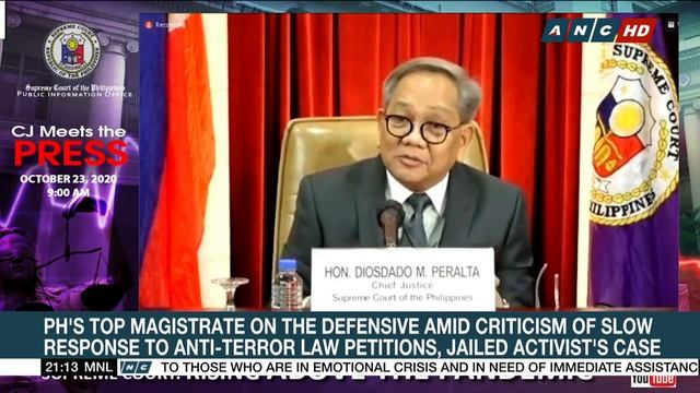 PH Chief Justice on criticism of slow response to Anti-Terror Law petitions, jailed activist's case смотреть онлайн