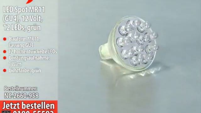 LED-Strahler, 12 LEDs, grün, GU 4 (12V) смотреть онлайн