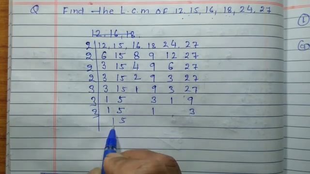 Find the L.C.M of 12, 15 ,16, 18, 24, 27 by prime factorization method смотреть онлайн