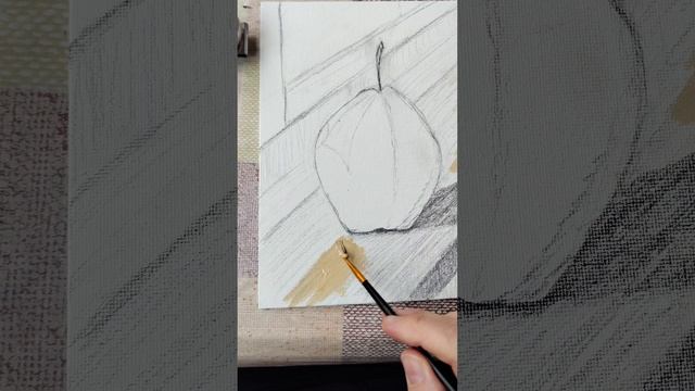 Груша, фрукт, нарисованная маслом. Натюрморт