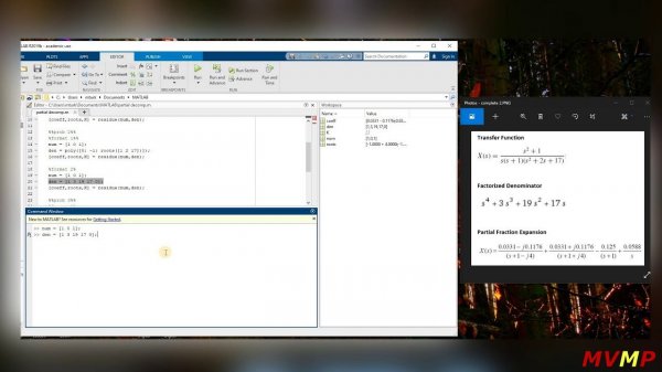 MATLAB code- Partial Fraction Expansion/Decomposition