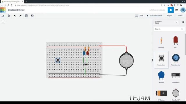 TEJ4M Switches and Buttons in Tinkercad Circuits смотреть онлайн