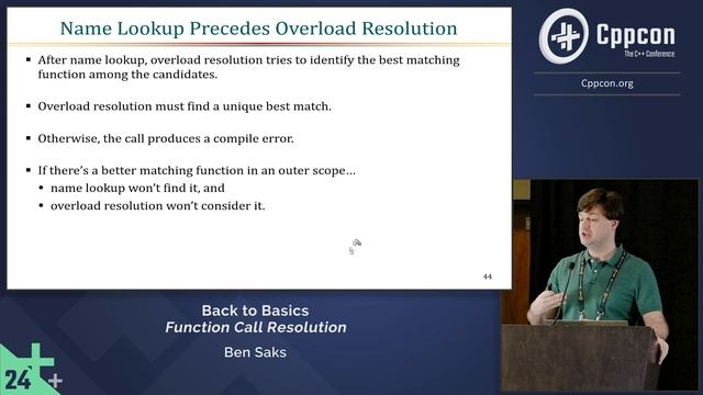 Back to Basics: Function Call Resolution in C++ - Ben Saks - CppCon 2024 смотреть онлайн