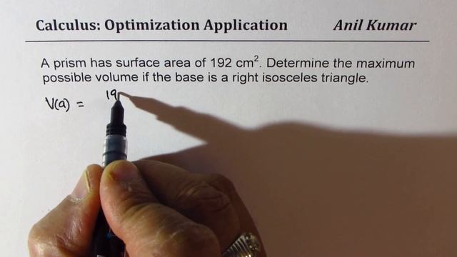 Calculus Optimization of Volume of Isoscele Right Triangle Prism смотреть онлайн