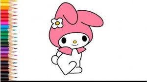 Как нарисовать MY MELODY   Мелоди шаг за шагом | Простой урок рисования