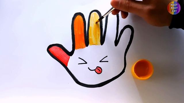 Glitter Magic Smiley Hand 🤲🎨 Coloring fingers for Kids | Hilly Milly Art смотреть онлайн