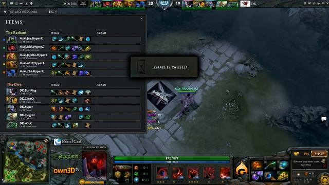 Razer Mini Madness - Mineski Hyperx vs. Team DK game 1 смотреть онлайн