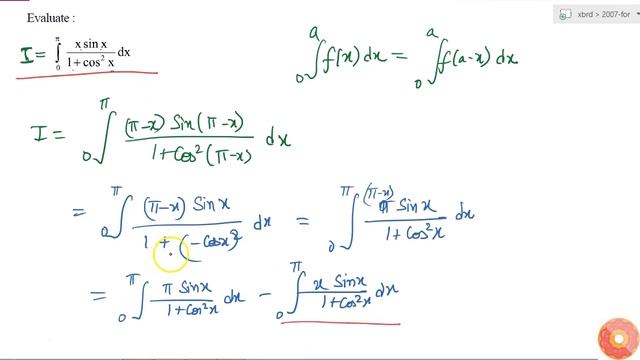 CBSE Class 12 Boards Maths Evaluate: `int_0^pi(xsinx)/(1+cos^2x)\ dx` смотреть онлайн