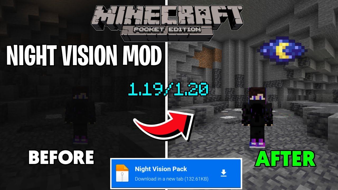 New Night Vision Pack For Minecraft Pe 1.20+ || Latest Night Vision Mod for Minecraft Bedrock смотреть онлайн