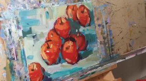 Живопись маслом. Хосе Трухийо (Jose Trujillo) рисует яблоки в технике современного импрессионизма