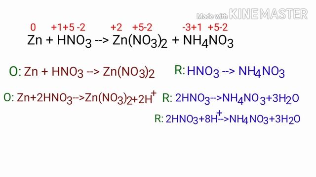 Oxidation Number change method. Zn+HNO3=Zn(NO3)2+NH4NO3. Ion electron method or half reaction metho смотреть онлайн