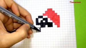 Как Рисовать Новогоднюю Мышку с Подарочком По Клеточкам ♥ Рисунки по Клеточкам #pixelart