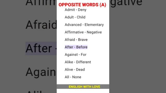 opposite words (A) #learnenglish #vocabulary #opposite #grammar #english #englishvocabulary #ilets смотреть онлайн