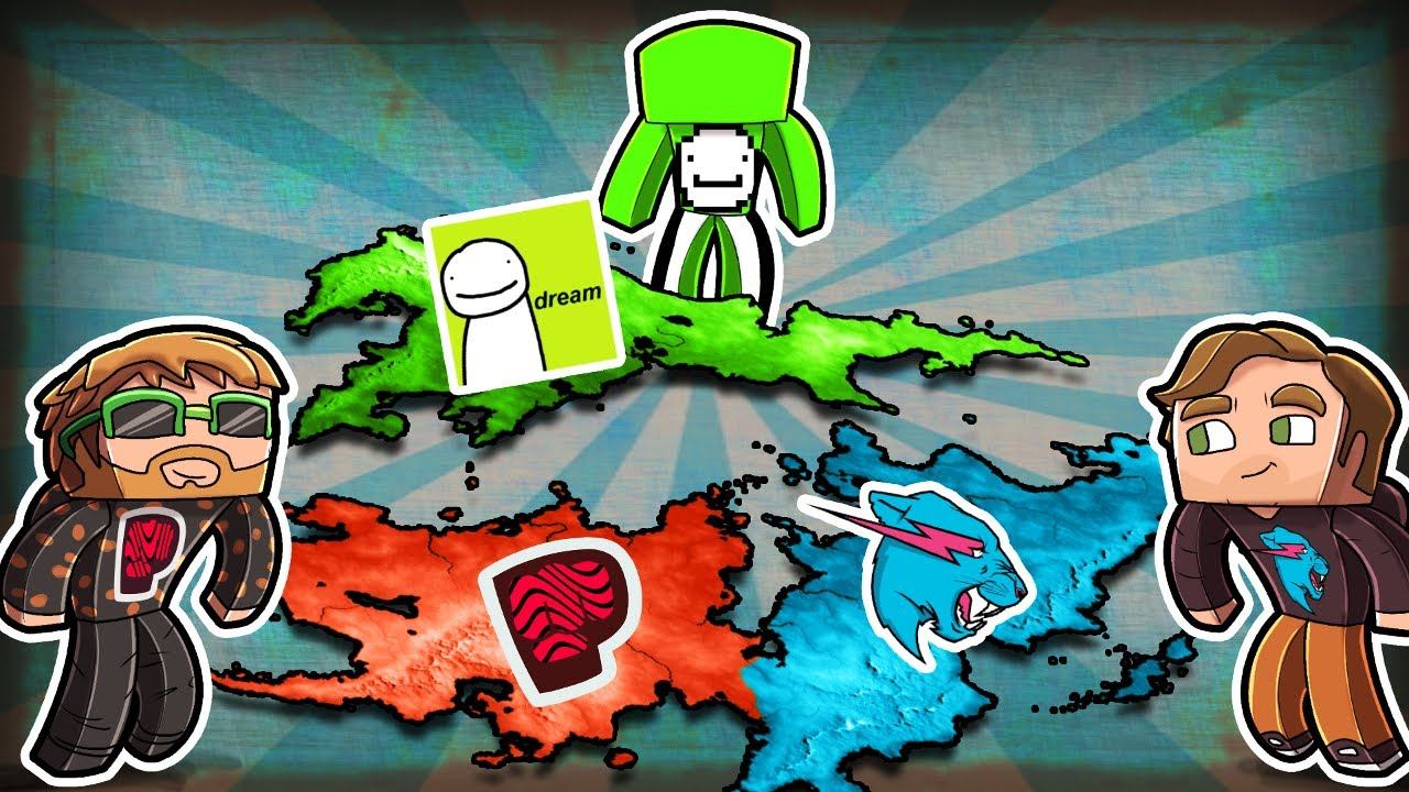 Dream vs MrBeast vs Pewdiepie - YOUTUBER MAP WARS! (Minecraft) смотреть онлайн