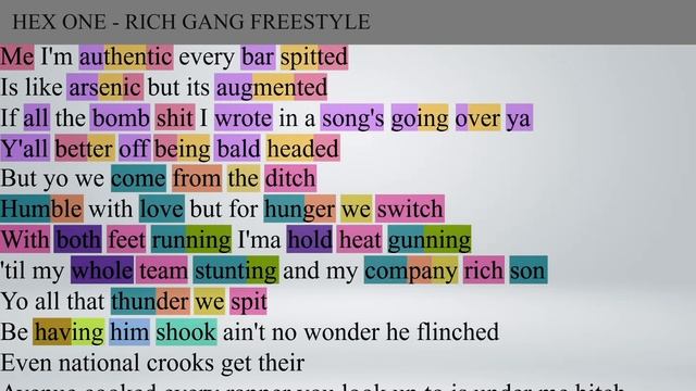 Hex One - Rich Gang Freestyle (Rhyme Scheme) Highlighted смотреть онлайн