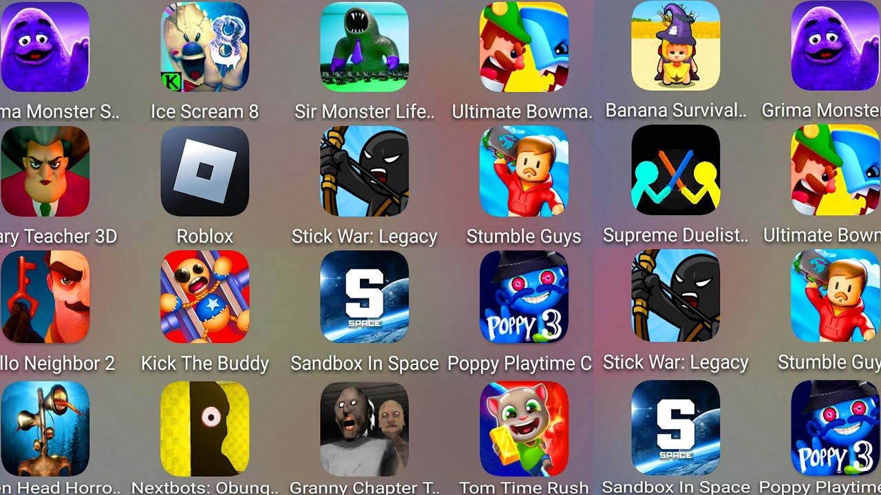 Grimace Monster Scary Survival,Granny Chapter Two,Hello Neighbor 2,Poppy Moblie 3,Nextbots Obunga.. смотреть онлайн