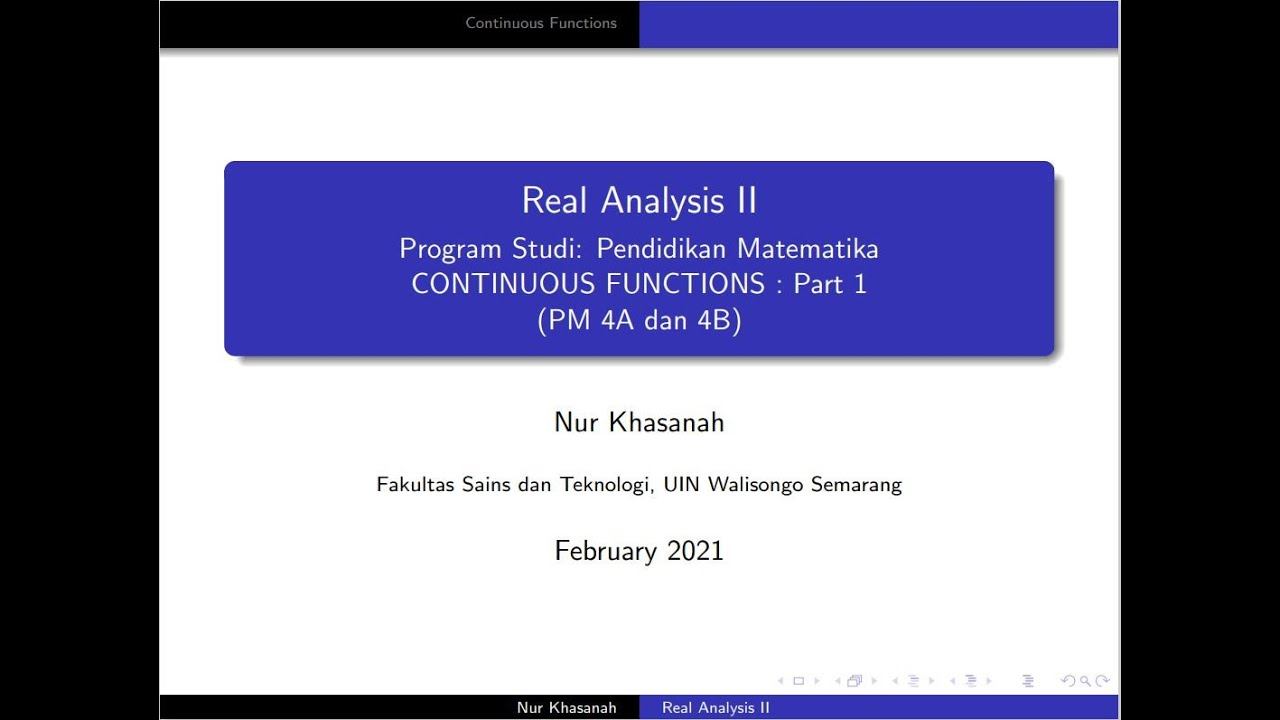 Analisis Real II : Kombinasi Fungsi Kontinu