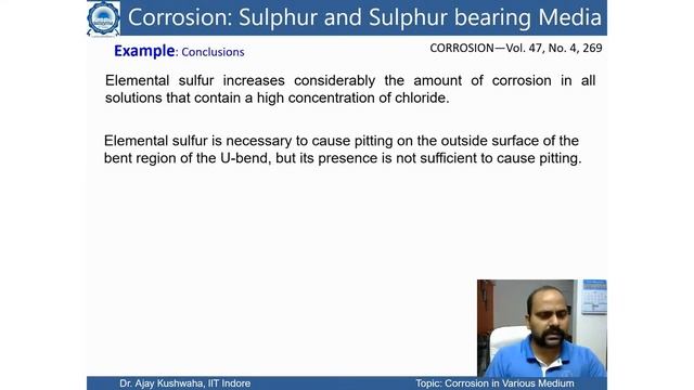 Corrosion in various medium (sulfur and Acid): Dr. Ajay K. Kushwaha, IIT Indore смотреть онлайн