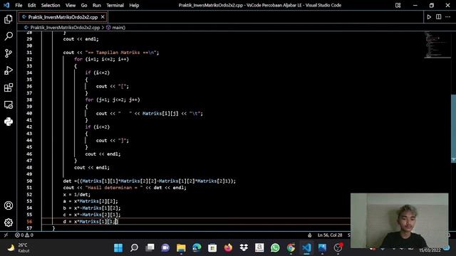 Program Invers Matriks Berordo 2x2 || C++ смотреть онлайн