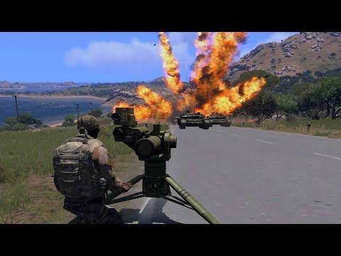 M220 Ukrainian Javelin Anti Tank Missile Destroys 5 Russian Tanks ARMA 3 смотреть онлайн