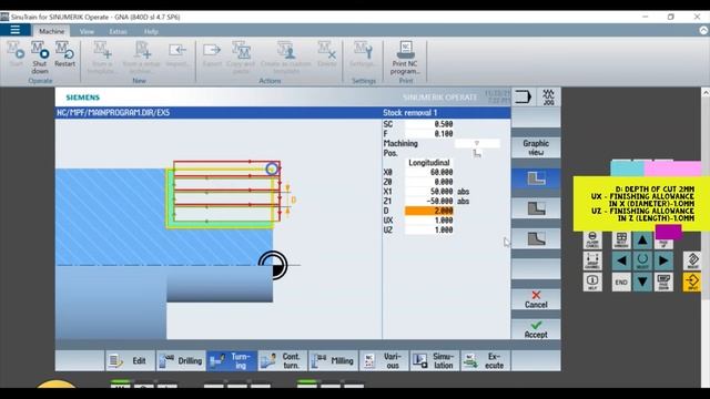 Siemens-Sinutrain-for-sinumerik-operate -Tutorials-Cycle 951 Stock removal-Turning operation- Part смотреть онлайн