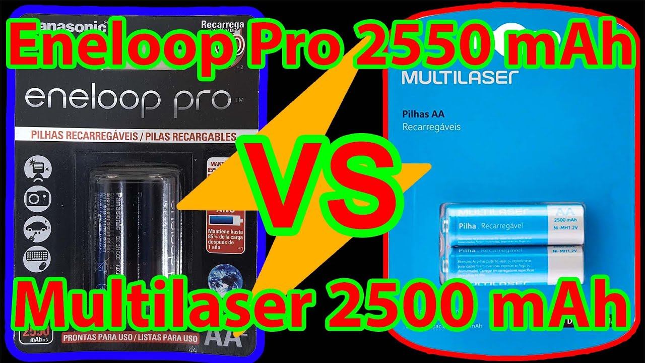 Pilhas recarregáveis Panasonic Eneloop Pro 2550 mAh Vs Pilhas recarregáveis Multilaser 2500 mAh смотреть онлайн