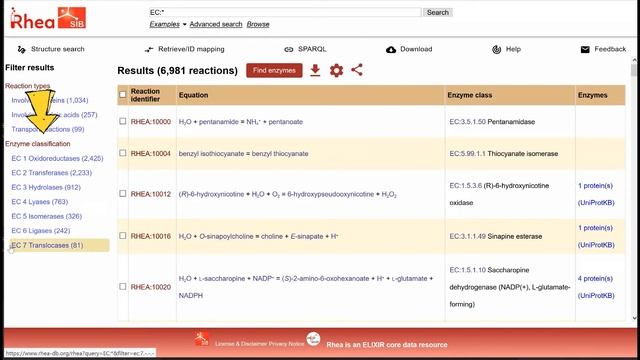 How to search for Rhea reactions by enzyme class (EC number) смотреть онлайн