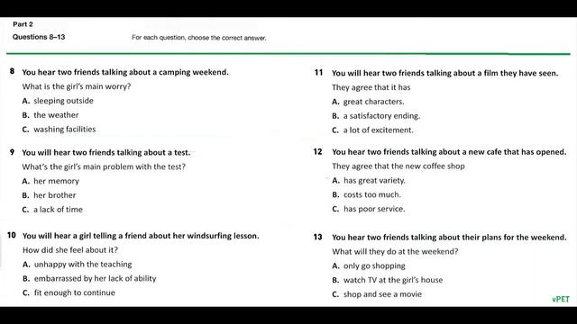 B1 Preliminary (PET) Listening Test 16 with answers (new format) смотреть онлайн