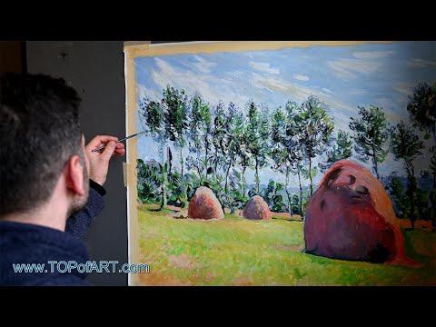 Haystacks at Giverny - Monet | Art Reproduction Oil Painting смотреть онлайн