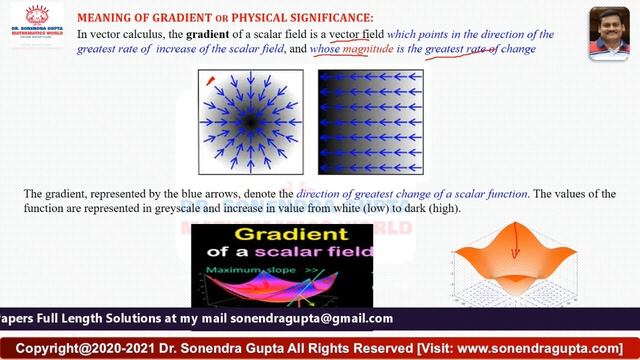 || Vector Calculus || Lecture-2 || Gradient of Scalar point function || Dr Sonendra Gupta || смотреть онлайн