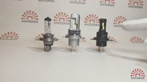 Новинка 2024 года от "Antidark"! Универсальные LED лампы H4, увеличенной мощности, 12-28вольт.