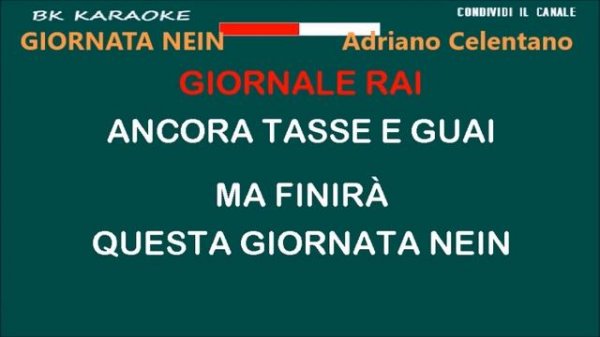 GIORNATA NEIN Adriano Celentano Karaoke - Tono Originale - Strumentale/Testo