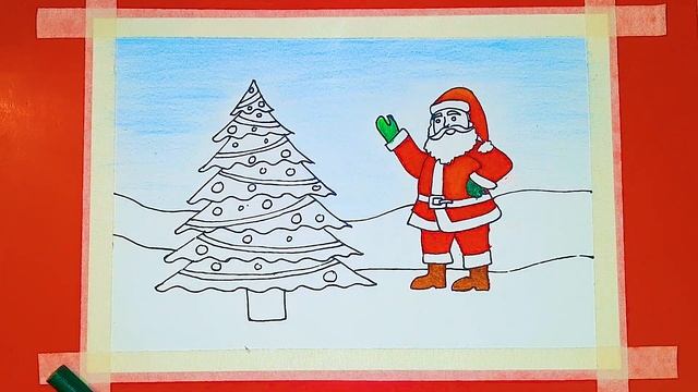 Christmas Drawing Very Easy For Beginners /Christmas painting / Santa Claus Drawing смотреть онлайн