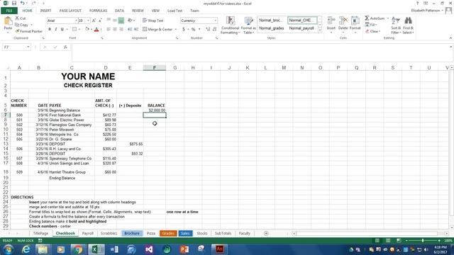 MyWorkbook Checkbook; simple formula; merge and center; format cells dialog box for dates смотреть онлайн