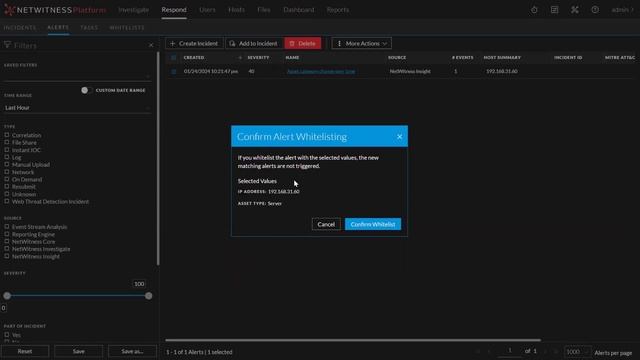 NetWitness Platform version 12.4 What's New - Insight Alert Whitelisting смотреть онлайн