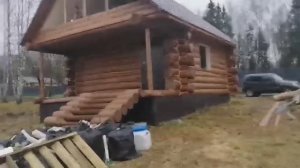 2023 ноябрь. Спустя год - сруб 6х6 с отделкой, в диком стиле, в чашу, с террасой 2 метра