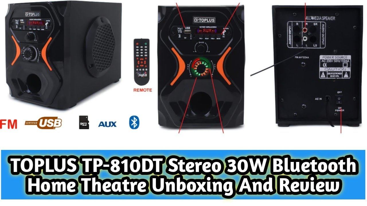 TOPLUS TP-810DT Stereo 30W Bluetooth Home Theatre (Black, Stereo Channel) Unboxing And Review смотреть онлайн