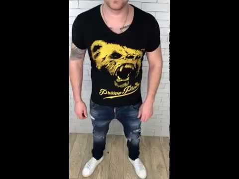 Футболка мужская Philipp Plein D3054 черная смотреть онлайн